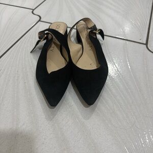 Sole Society Black Mules with Bow Detail